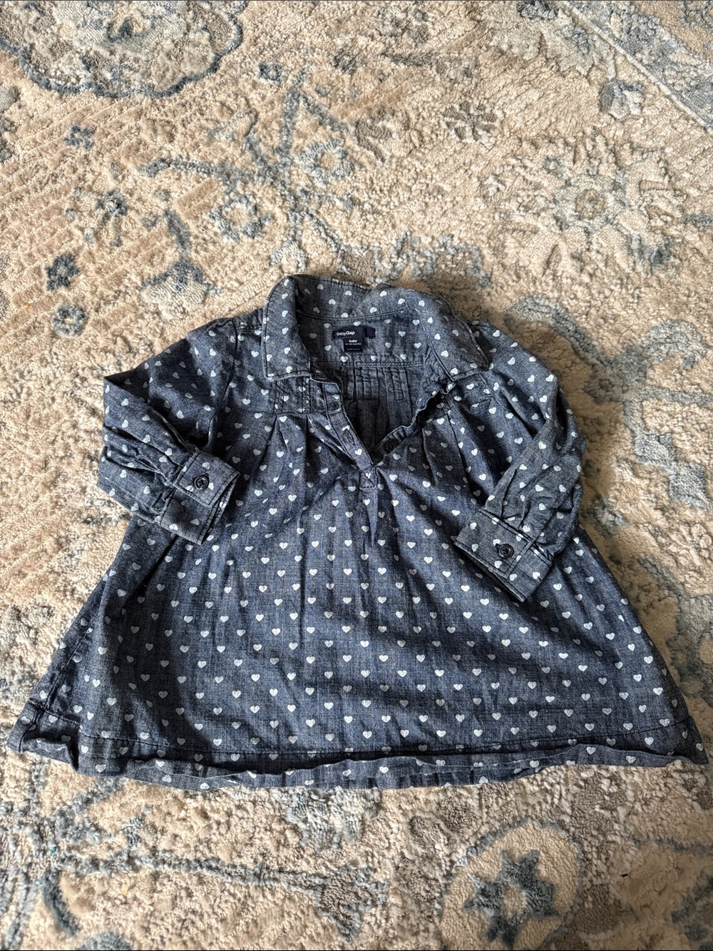 BabyGap Baby Girl Long-Sleeve Chambray Heart Tunic - Blue